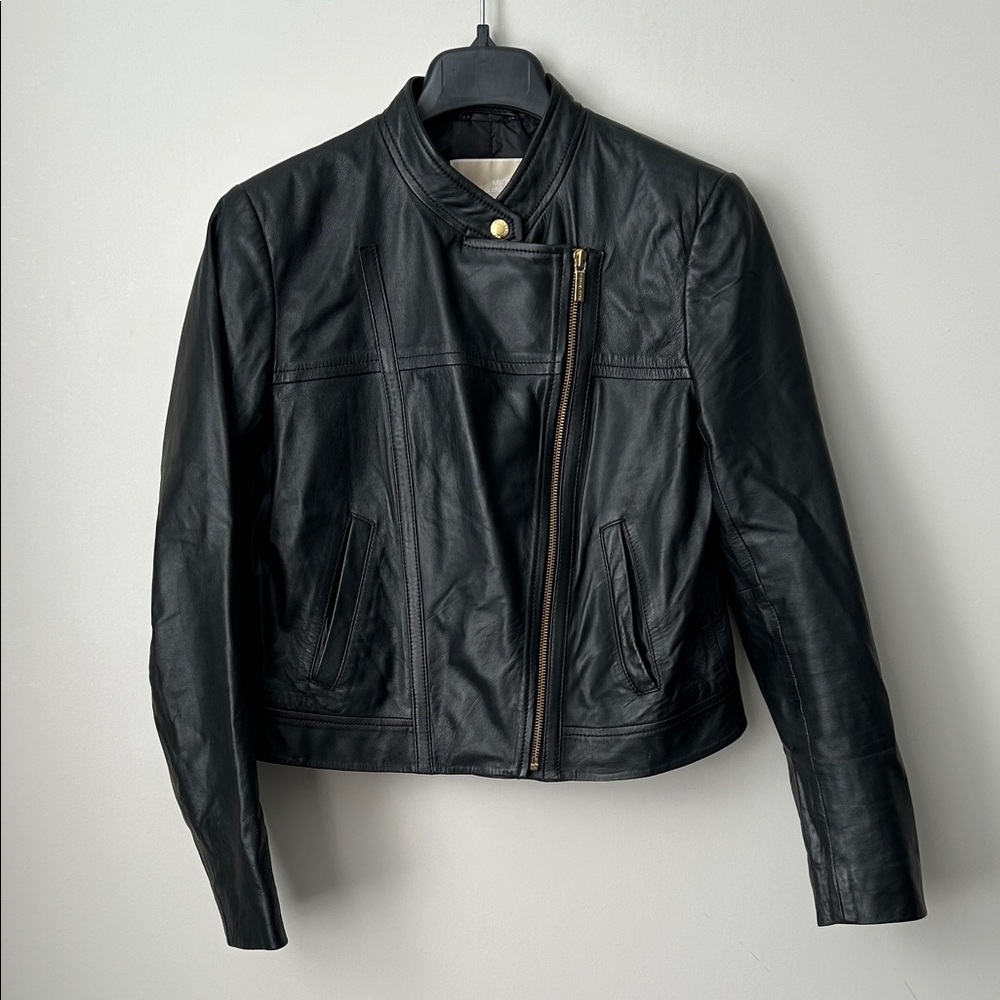 MICHAEL Michael Kors Women's Black Leather Moto Jacket - Medium